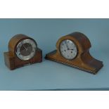 Two wooden cased chiming mantel clocks
