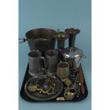 Mixed metalware including ice buckets, vases,