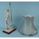 An elegant Capodimonte Naples mark female figural table lamp marked Florence to front and 1987 to