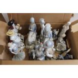 Various ceramic figurines including Lladro