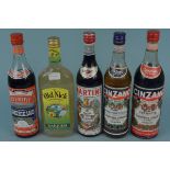 Two bottles of Cinzano, Rosso and Bianco, a Martini Rosso,