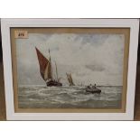 George Stanfield Walters (1838-1924), a framed watercolour on paper of fishing boats,
