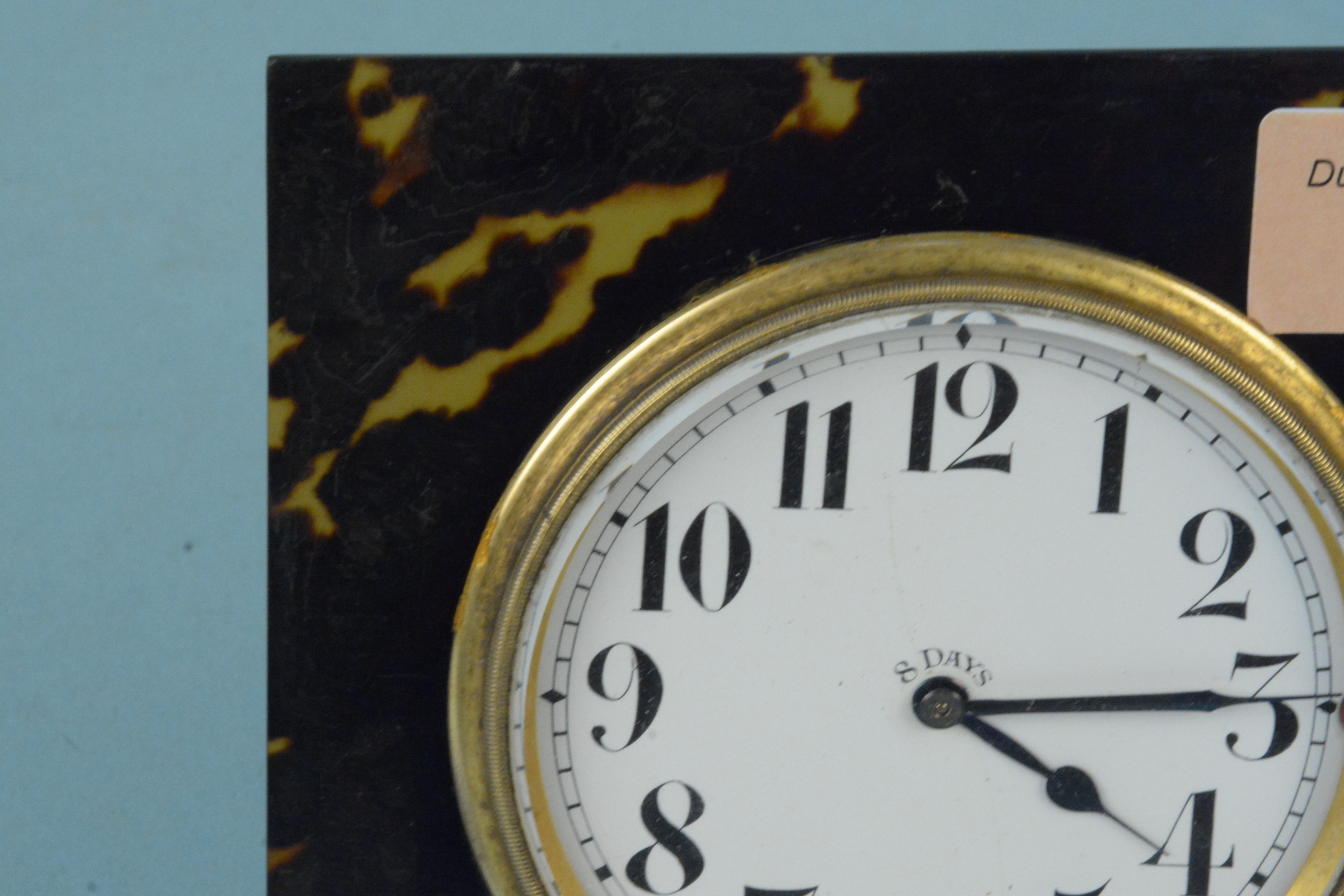 An early 20th Century 'Brevet' 8 day desk clock in tortoiseshell mount - Image 3 of 3