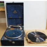 A vintage Decca Model 75 salon gramophone plus a selection of 78 records