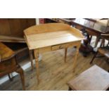 A late 19th Century pine washstand with single drawer and galleried upstand