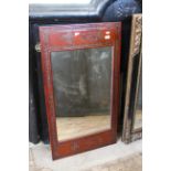 A Chinese carved hardwood hanging wall mirror