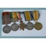 A group of five medals, Q.S.A.