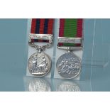 An Afghanistan medal with Kabul clasp, with an India General Service medal having the Jowaki clasp,