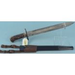 A German hunting/Bowie knife by Eickhorn, 16" overall with a 11 1/2" blade,