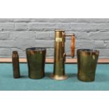 Various brass items including a shell case