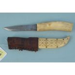 A maker marked Norwegian 'skinning' knife with sheath