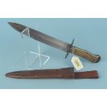 A good vintage Bowie knife, 13 1/2" overall with a 9" spear point blade and fine stag grips,