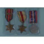 Three WWII medals including Africa and Burma Star with Pacific clasp examples
