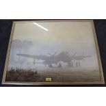 An aviation print 'Off Duty - Lancaster at Rest', original by Gerald Coulson G.AV.