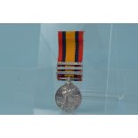 A Queens South Africa medal with three clasps, South Africa 1901,