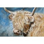 Highland Cow. Acrylic. After thirty years I got back in touch with a childhood friend .