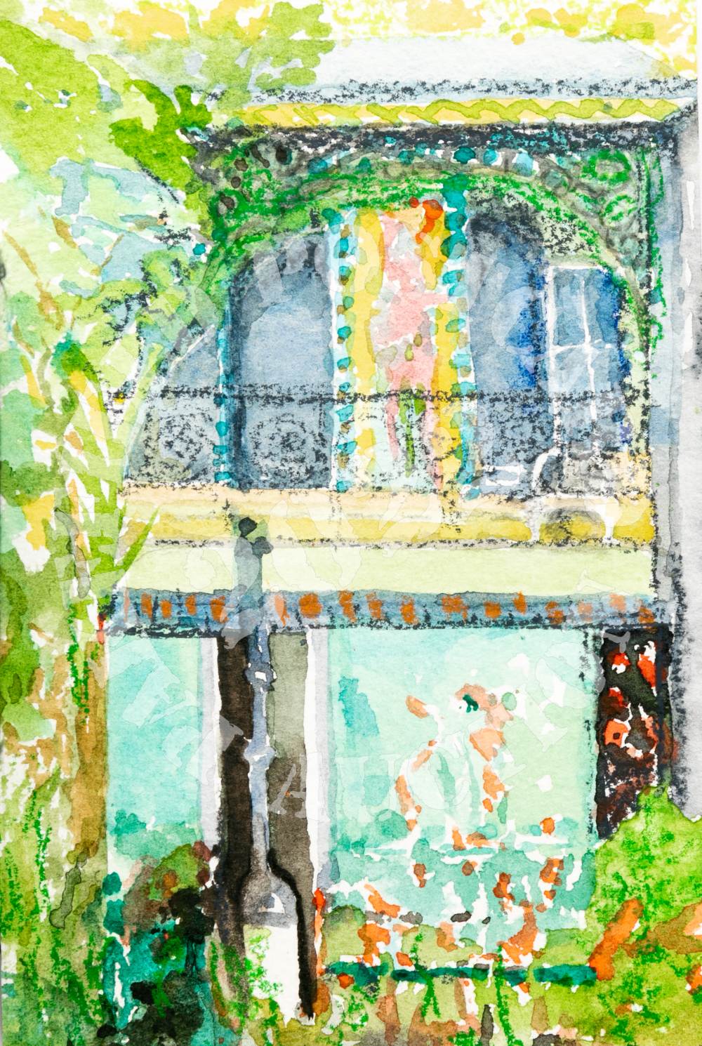 La Maison. Watercolour. I take my paints with me on holiday instead of a camera.