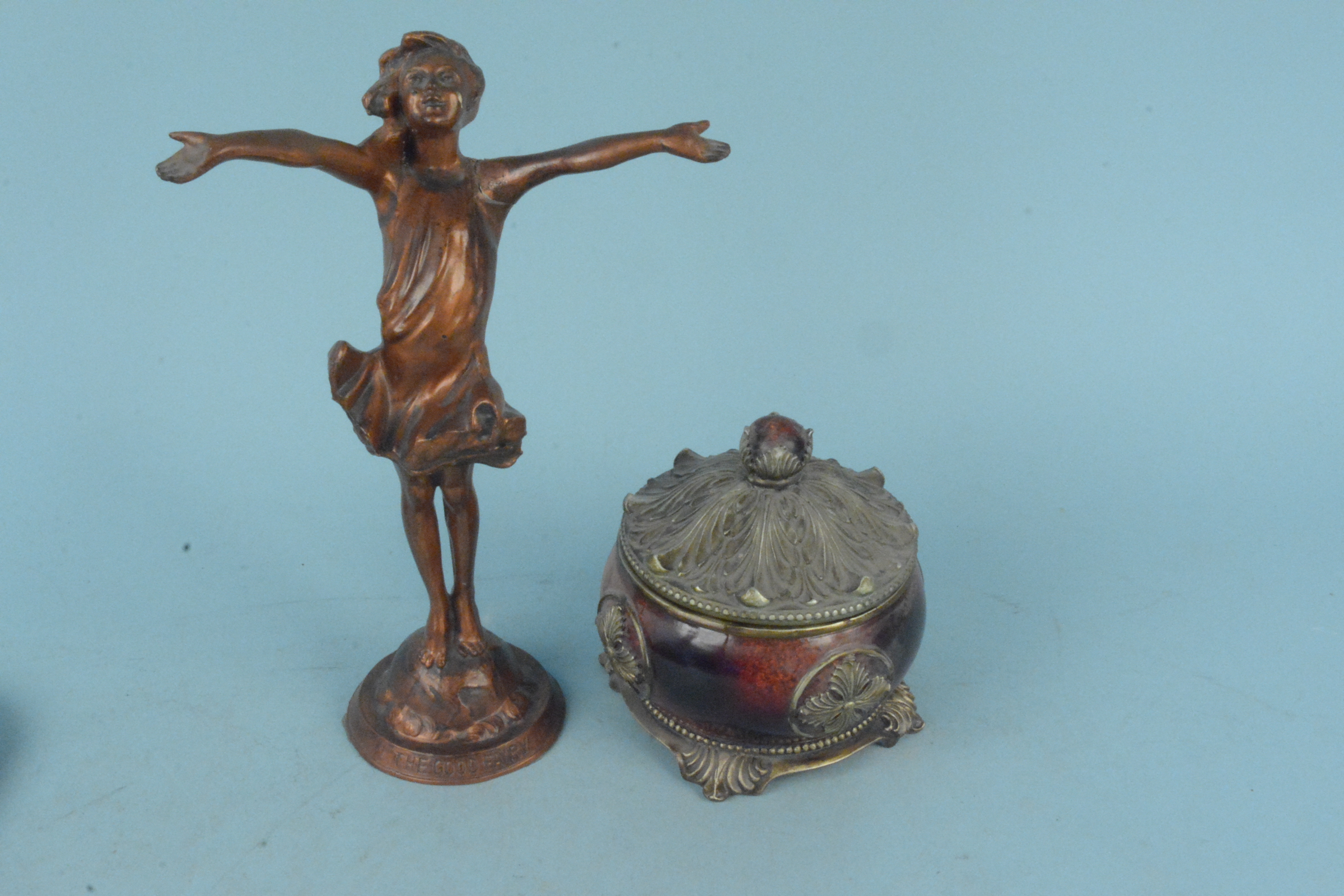 A spelter figurine 'The Good Fairy', impressed JMR 1916 (Jessie McCutcheon Raleigh), - Bild 3 aus 3