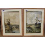 Two framed watercolours of landscape scenes, signed F Walters, 23.