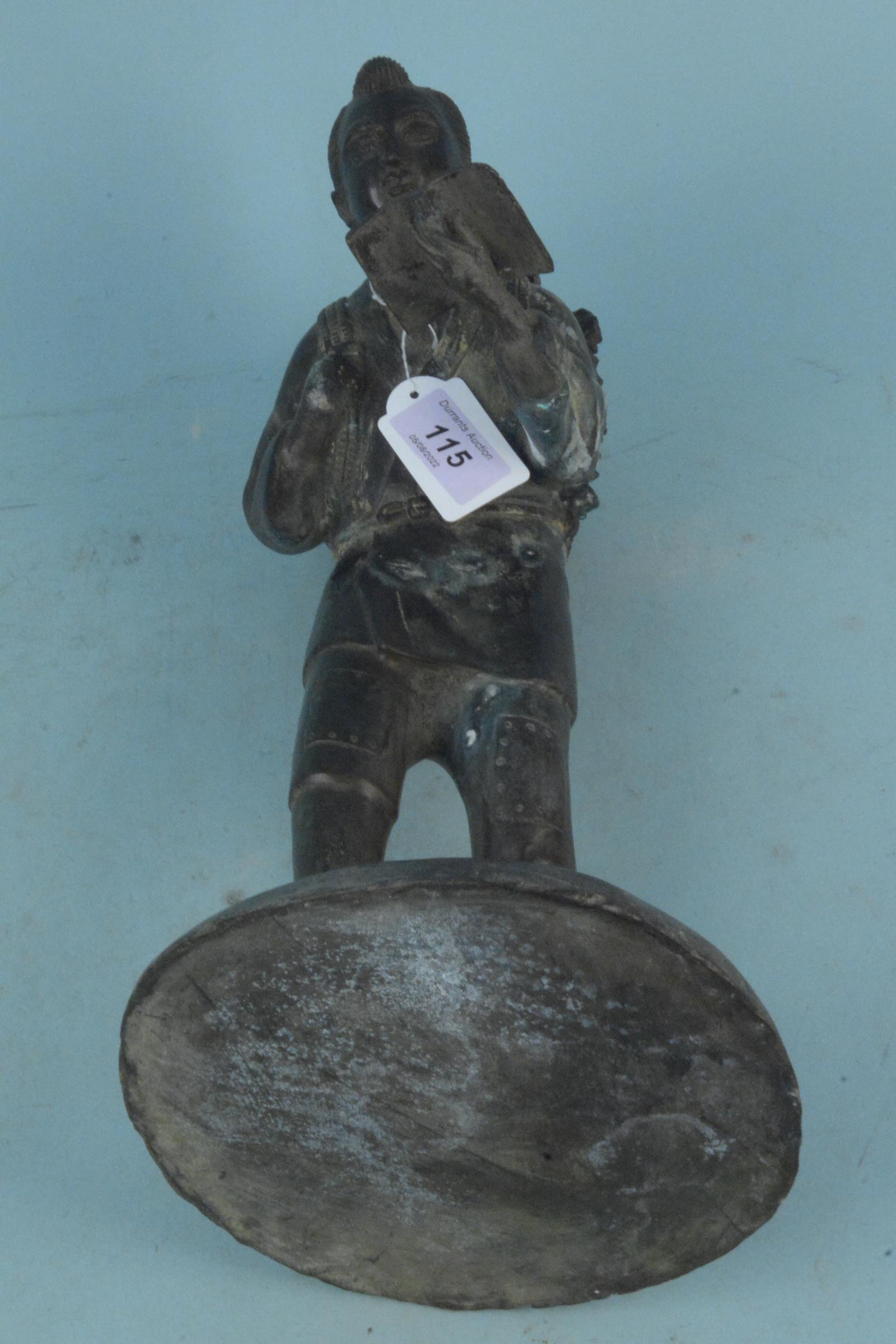 An antique Japanese bronze figure of a scholar, - Image 3 of 3