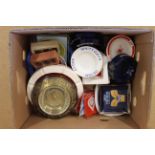 A box of mixed advertising ashtrays, ceramic,