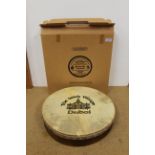 A boxed Bodhran Irish drum with goat skin,