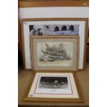 Two framed motor racing prints, one of the Monte Carlo Grand Prix with Stirling Moss,