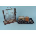 A pair of Carl Zeiss binoculars, a boxed miniature brass marine compass,