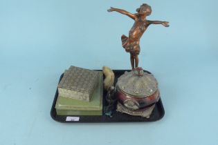 A spelter figurine 'The Good Fairy', impressed JMR 1916 (Jessie McCutcheon Raleigh),