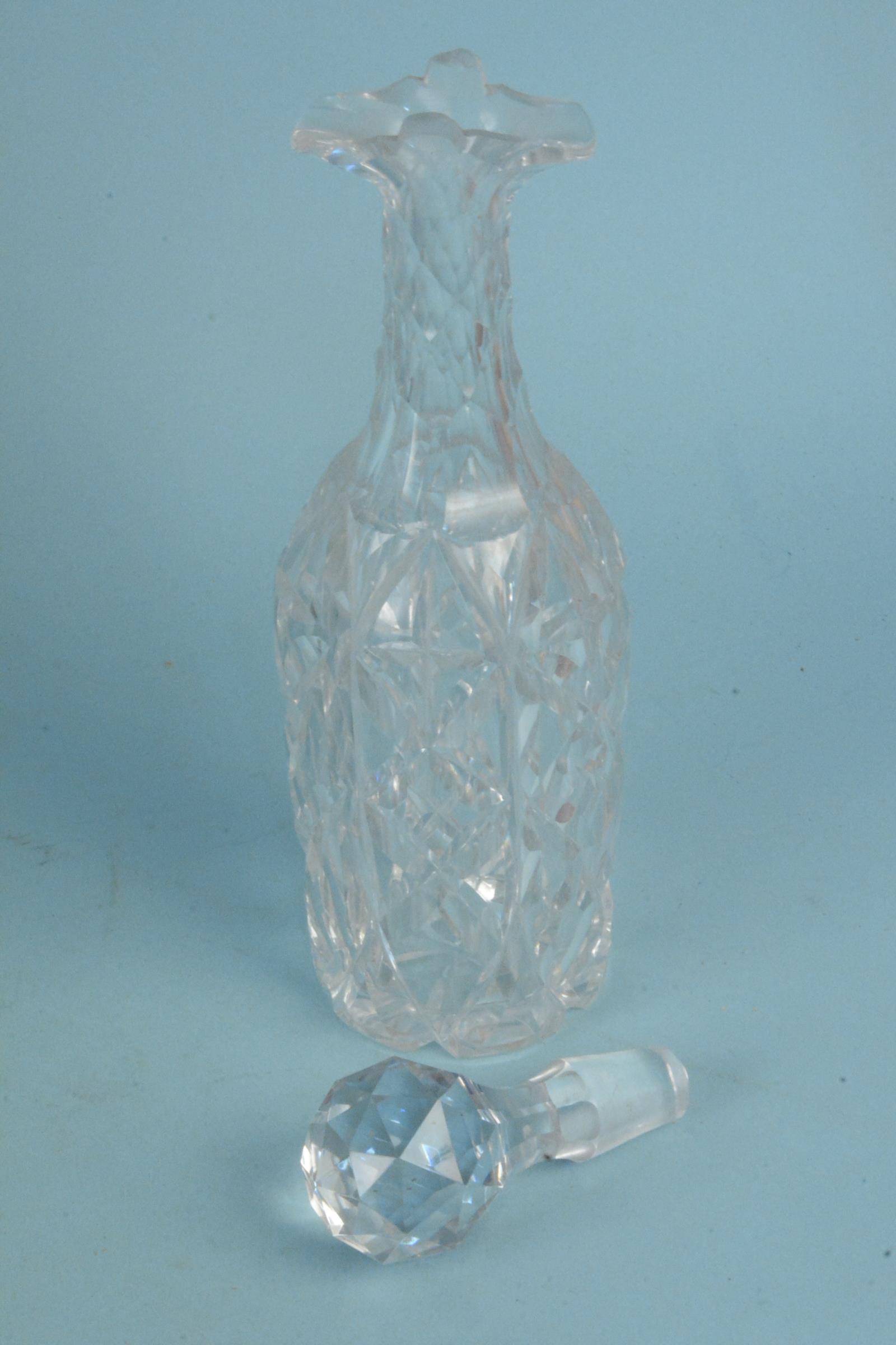 An antique metal and cut glass three bottle tantalus, - Image 3 of 3