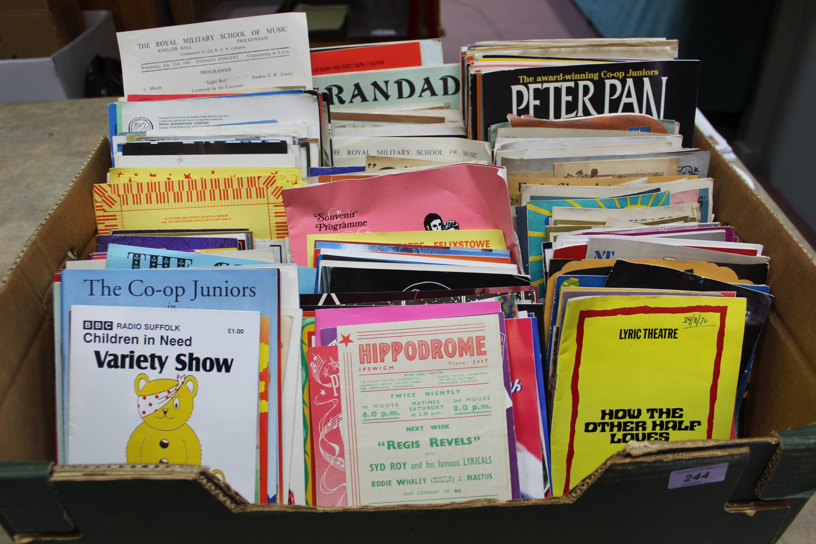 A large box of vintage to semi modern theatre programmes and bills