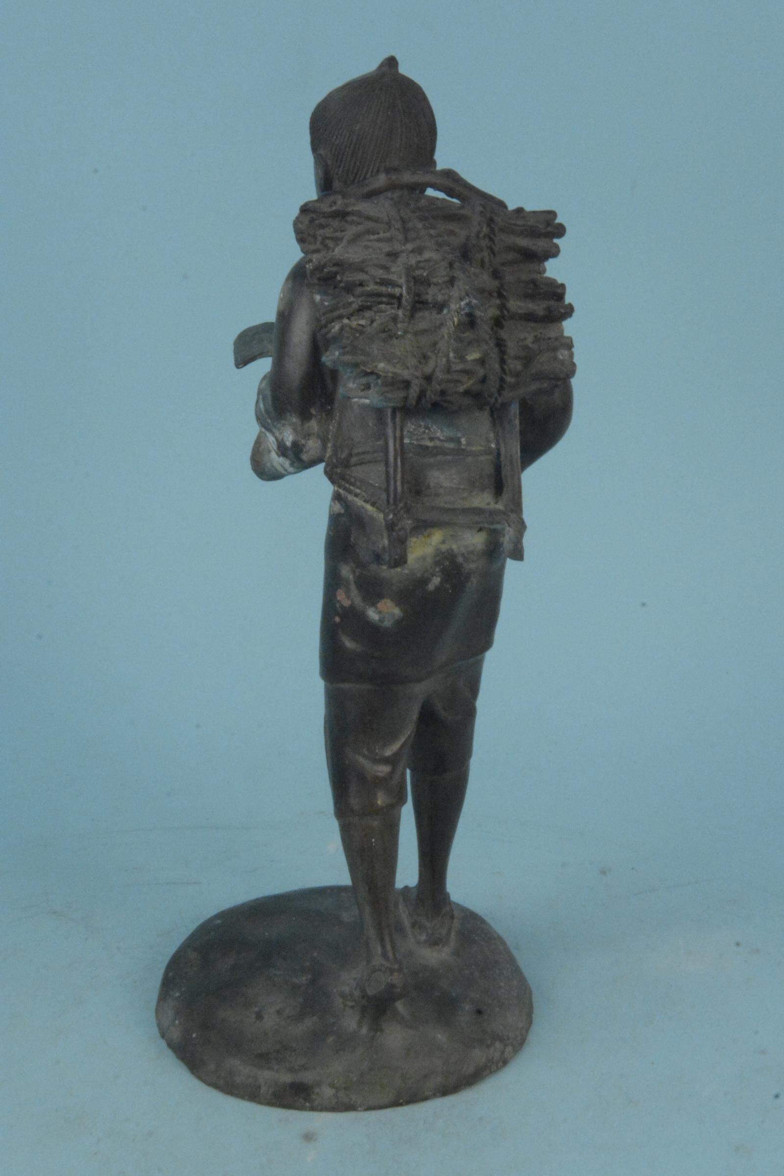 An antique Japanese bronze figure of a scholar, - Image 2 of 3