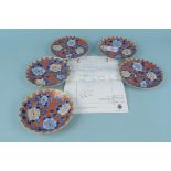 A set of five Japanese Fukagawa hand coloured dishes, Meiji period,