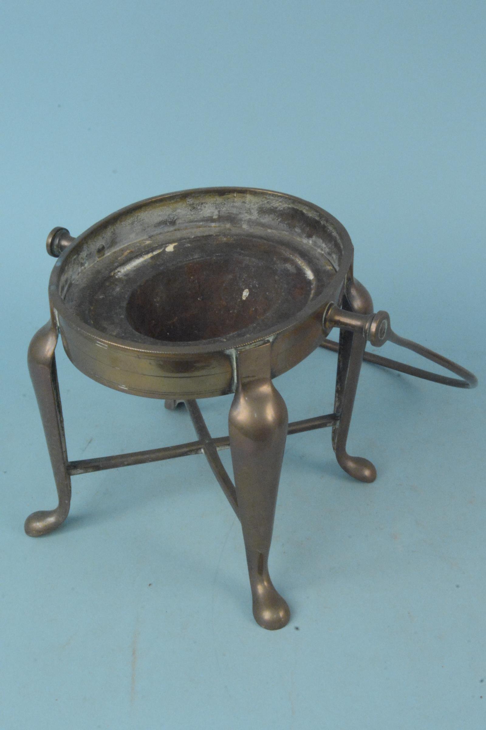 An antique seamed copper kettle together with its swing handle fireside stand - Image 3 of 3