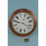 A vintage wooden cased W & H Sch (Winterhalder & Hofmeir of Schwarzenbach) wall clock with pendulum