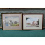 Two framed watercolours, one signed AHP,