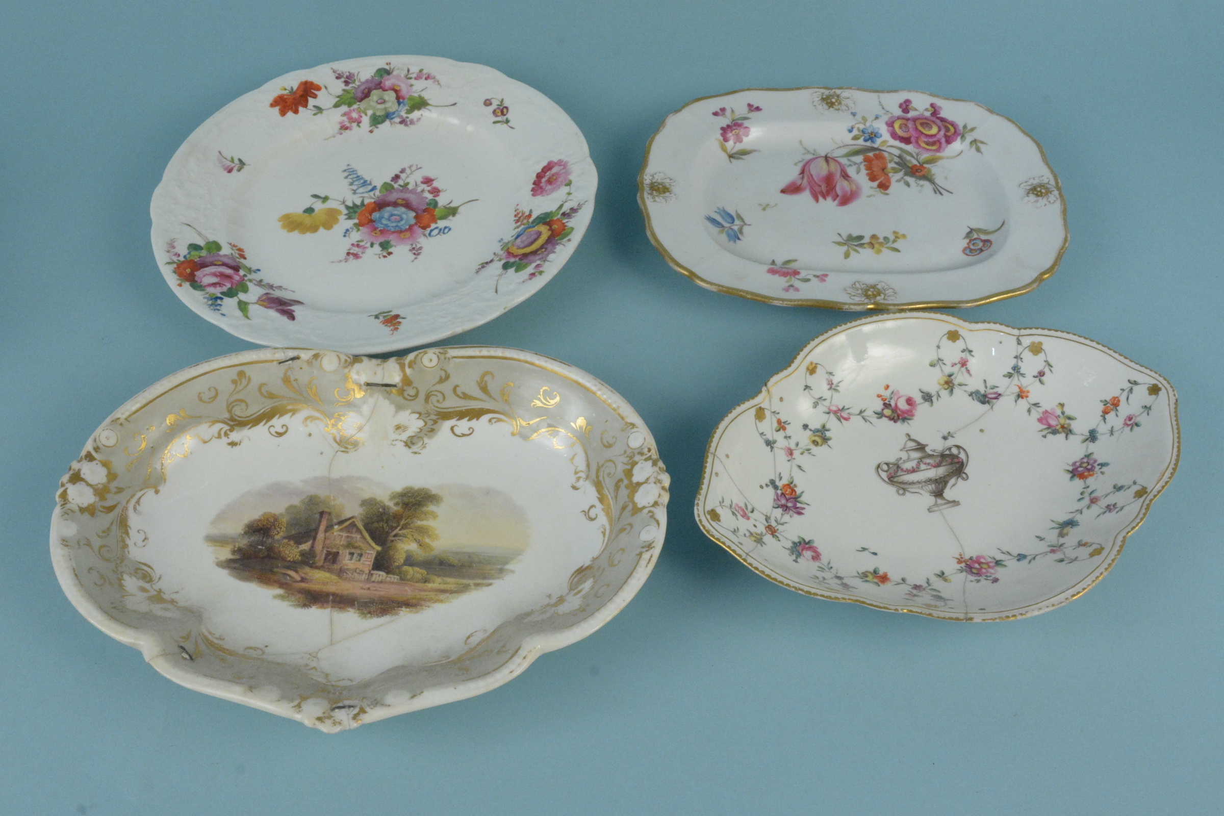 Mixed early/mid 19th Century porcelain plates including Derby hand painted, - Image 2 of 3