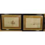 Three late 19th Century framed watercolours of fishing smacks and yachts off the coast of the Isle