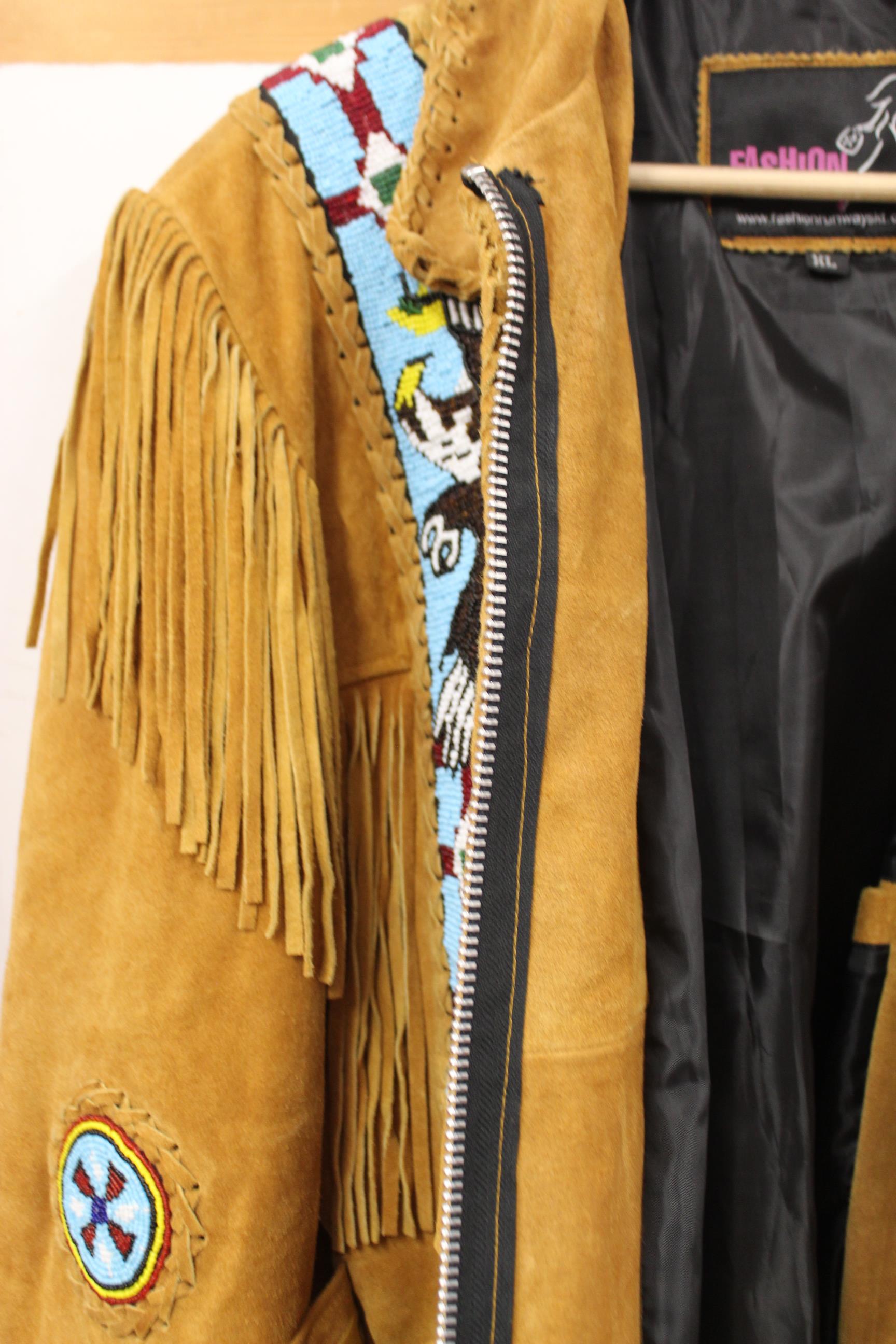 A Native American style suede fringed jacket with bead work decoration, - Image 3 of 3