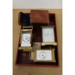 Three French brass carriage clocks,