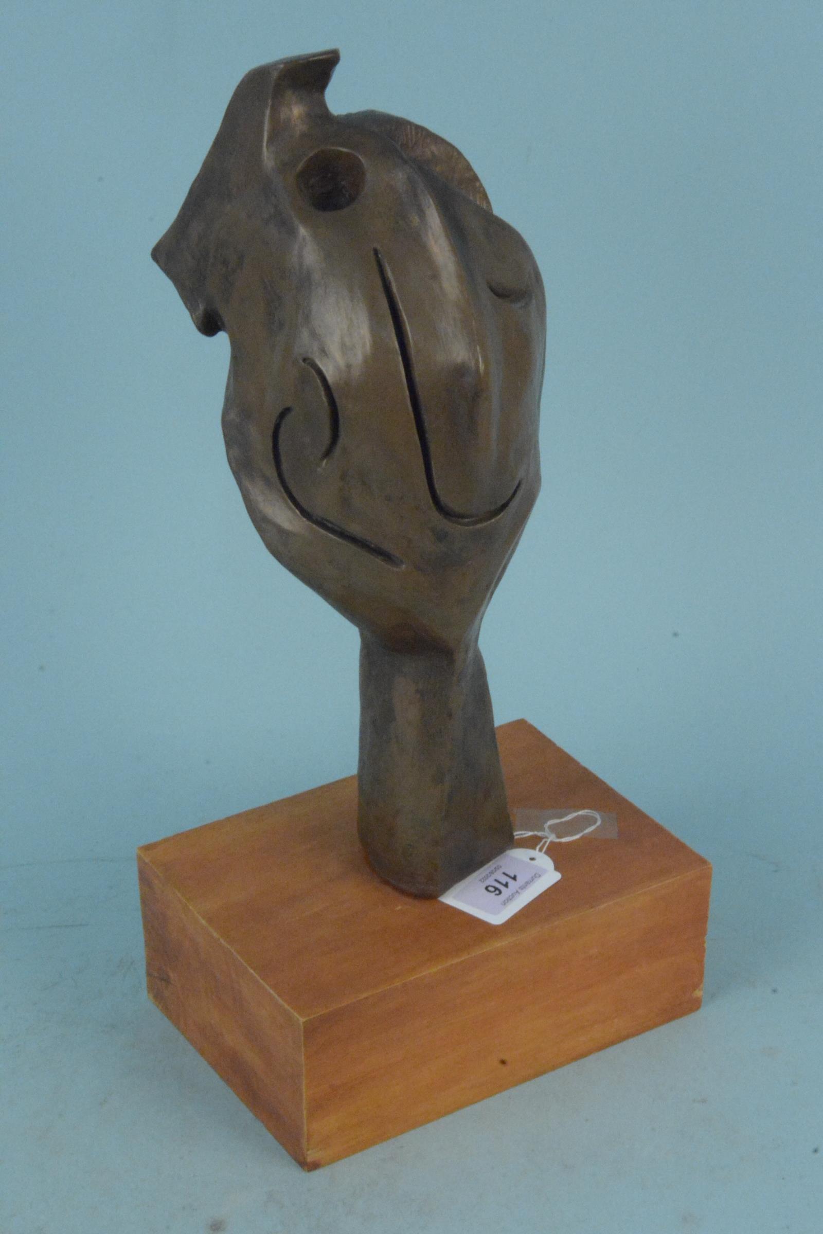 A 1982 dated modernist sculpture marked Anita Penlington 'Masquerade',