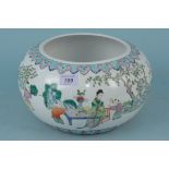 A Chinese porcelain famille verte fishbowl