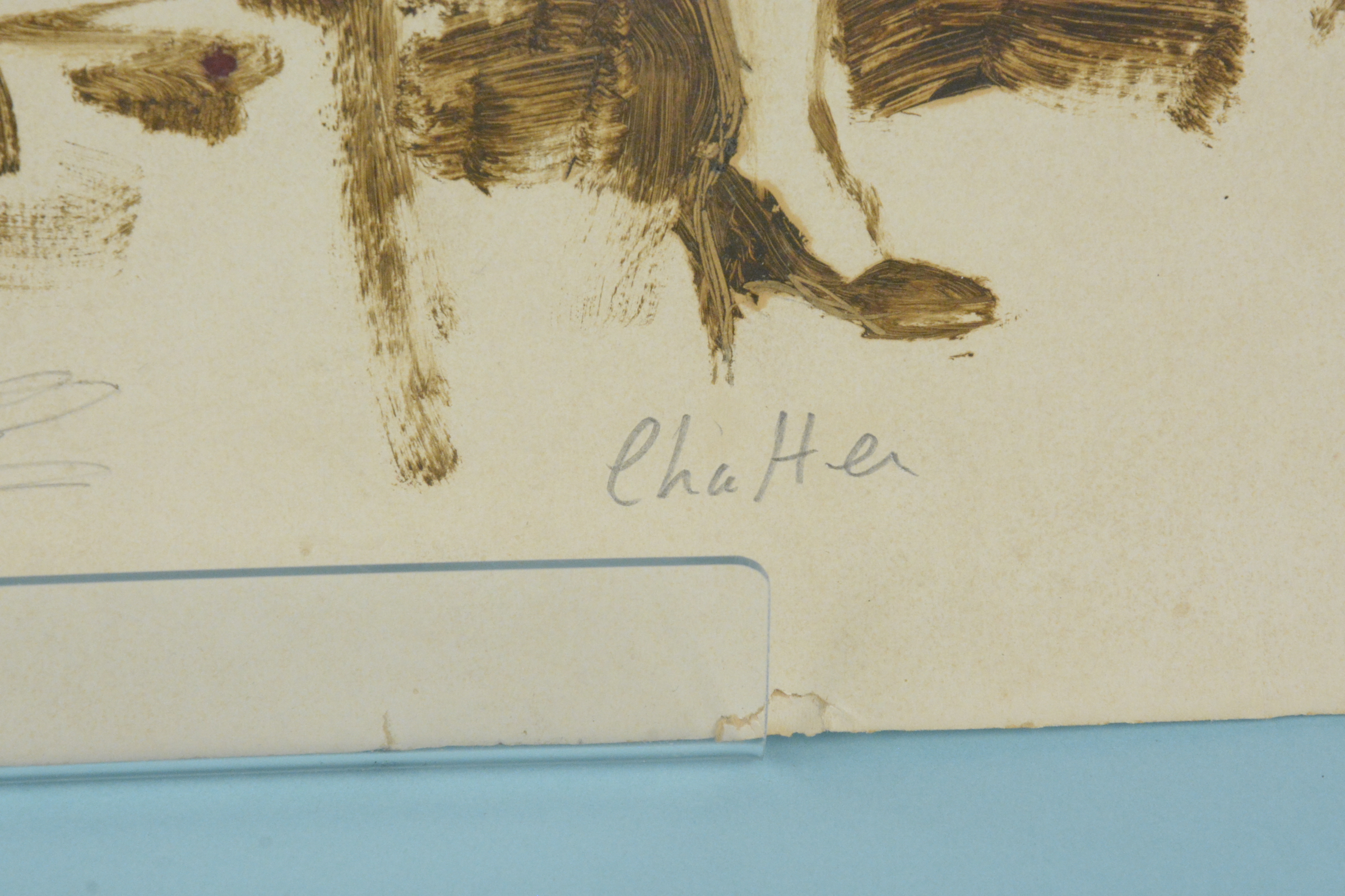 An unframed oil sketch on paper of a seated lady signed 'Chatten', - Image 2 of 3