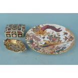 A Royal Crown Derby 'Olde Avesbury' plate plus a lidded pot and pin dish