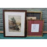 A framed print of two gentlemen fencing,