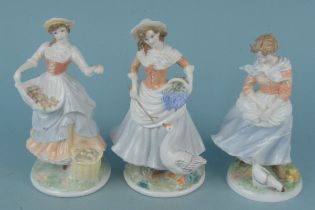 Three Royal Worcester figurines, 'Fruit Picking' limited edition 170/5000,