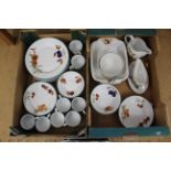 Two boxes of Royal Worcester 'Evesham Vale' pattern dinner and tea wares,