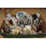 A mixed box of local artist / musician / ceramicist Colin Hooper ceramic figures, animals,