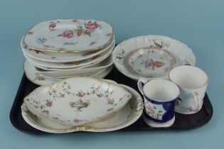 Mixed early/mid 19th Century porcelain plates including Derby hand painted,