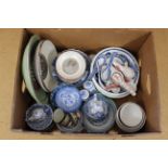 A box of semi modern Chinese plates, dishes,